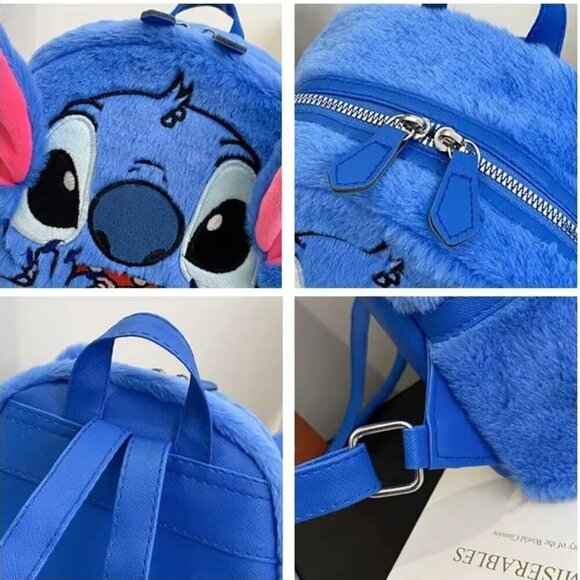 NWT Disney Stitch Blue Plush Small Backpack - Picture 6 of 7